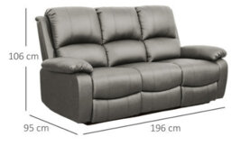Comfy Living Reclining Faux Leather Sofa Set In Light Grey - 3 Piece, 2 Piece - thumbnail 4