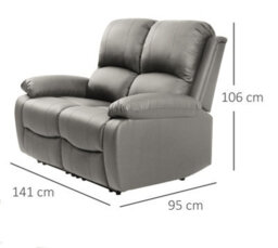 Comfy Living Reclining Faux Leather Sofa Set In Light Grey - 3 Piece, 2 Piece - thumbnail 5