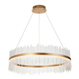 Luminosa Lighting Luminosa Trapani Pendant Ceiling Light Brushed Gold Plated, Clear Glass
