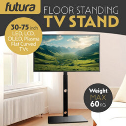 Futura Universal Tv Stand 30 To 75 Inch Tvs, Swivel & Height Adjustable, 60Kg Load, Max Vesa 600X400mm, Tempered Glass Base - thumbnail 3