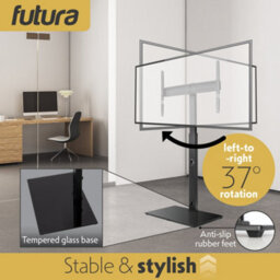 Futura Universal Tv Stand 30 To 75 Inch Tvs, Swivel & Height Adjustable, 60Kg Load, Max Vesa 600X400mm, Tempered Glass Base - thumbnail 8
