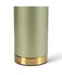 Lighting Supermarket Cylinder Frosted Sage Green / Gold Effect Table Lamp With Ivory Gold Lined Shade - thumbnail 4