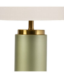 Lighting Supermarket Cylinder Frosted Sage Green / Gold Effect Table Lamp With Ivory Gold Lined Shade - thumbnail 3