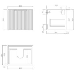 Fluted 500mm Bathroom Vanity Unit Basin Wall Hung Cupboard Soft Close Walnut - thumbnail 2