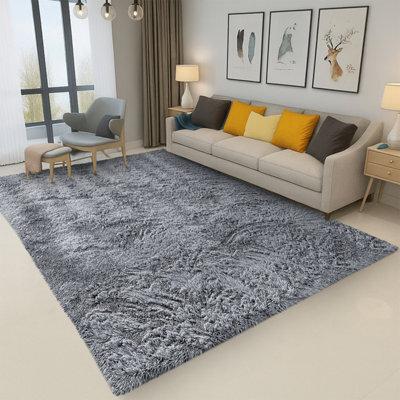 Bedlooms Grey Non-Slip Shaggy Rug 160X230Cm, Modern Area Rug Living Room Bedroom Hall Rugs