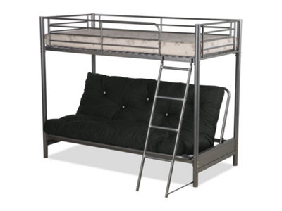 Mattress Guru Futon Bunk Bed (With One Futon Mattress) In Silver Metal Finish (Black Futon) - image 1