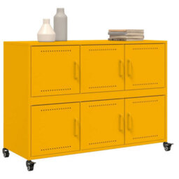 Berkfield Sideboard Mustard Yellow 100.5X39X72 Cm Steel - thumbnail 4