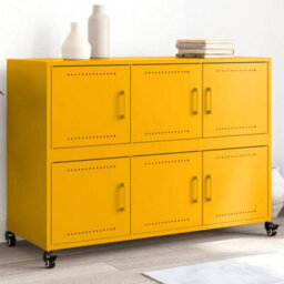 Berkfield Sideboard Mustard Yellow 100.5X39X72 Cm Steel - thumbnail 1