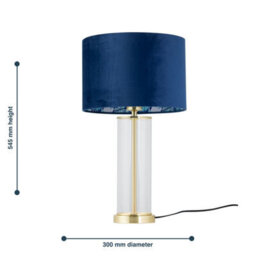 First Choice Lighting Aura - Satin Brass Table Lamp With Navy Velvet Parrot Shade - thumbnail 8