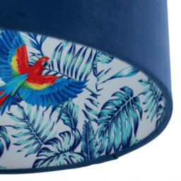 First Choice Lighting Aura - Satin Brass Table Lamp With Navy Velvet Parrot Shade - thumbnail 2