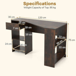 L-Shaped Computer Desk Compact Corner Executive Desk W/storage-Brown - thumbnail 2