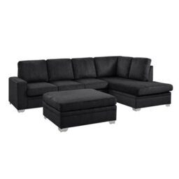 Home Detail Alana Right-Hand Facing Corner Sofa With Footstool, Black Jumbo Cord - thumbnail 2