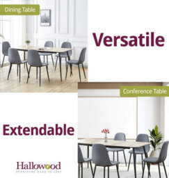 Hallowood Furniture Cullompton Extending Dining Table (120-180Cm) With Light Oak Effect Top And Black Legs - thumbnail 6