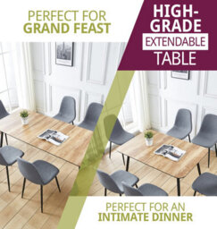 Hallowood Furniture Cullompton Extending Dining Table (120-180Cm) With Light Oak Effect Top And Black Legs - thumbnail 5