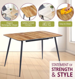 Hallowood Furniture Cullompton Extending Dining Table (120-180Cm) With Light Oak Effect Top And Black Legs - thumbnail 4