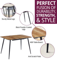 Hallowood Furniture Cullompton Extending Dining Table (120-180Cm) With Light Oak Effect Top And Black Legs - thumbnail 2