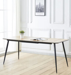 Hallowood Furniture Cullompton Extending Dining Table (120-180Cm) With Light Oak Effect Top And Black Legs