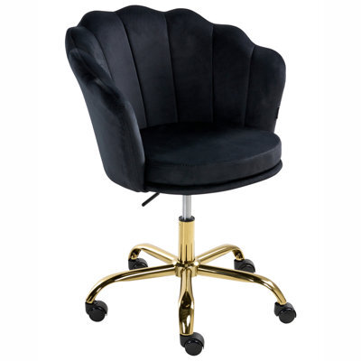 Beliani Desk Chair Monticello Velvet Black - image 1