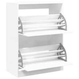 Berkfield Shoe Cabinet With 2 Flip-Drawers White 80X42X108 Cm - thumbnail 5