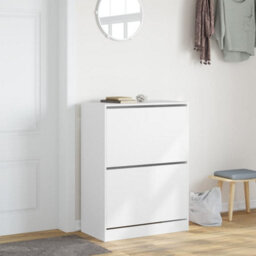 Berkfield Shoe Cabinet With 2 Flip-Drawers White 80X42X108 Cm - thumbnail 3