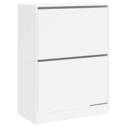 Berkfield Shoe Cabinet With 2 Flip-Drawers White 80X42X108 Cm - thumbnail 2