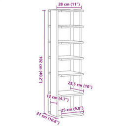 Walplus Shoe Cabinet Artisan Oak 28X27X102 Cm Engineered Wood - thumbnail 9