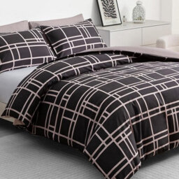 Pamposh 4 Pcs Double Duvet Set With Matching Black Double Fitted Sheet Breathable Premium Microfibre Reversible Quilt Cover - thumbnail 4