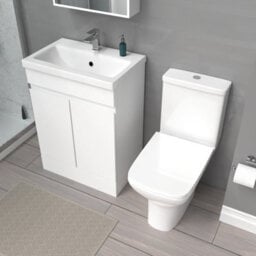 Nes Home 600mm White Basin Vanity & Rimless Close Coupled Toilet - thumbnail 4