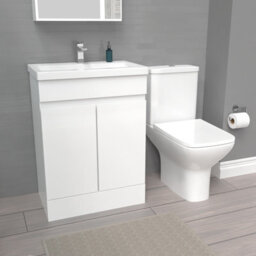 Nes Home 600mm White Basin Vanity & Rimless Close Coupled Toilet - thumbnail 5