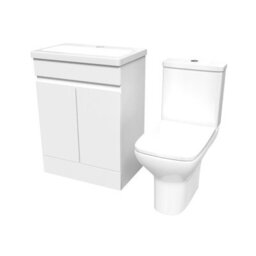 Nes Home 600mm White Basin Vanity & Rimless Close Coupled Toilet - thumbnail 6