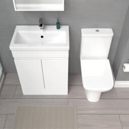 Nes Home 600mm White Basin Vanity & Rimless Close Coupled Toilet - thumbnail 3