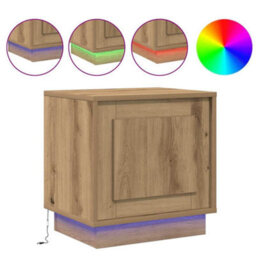 Berkfield Bedside Cabinets With Led Lights 2 Pcs Artisan Oak 44X34.5X45 Cm - thumbnail 4