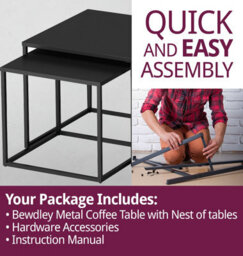 Hallowood Furniture Bewdley Metal Coffee Table With Nest Of Tables - thumbnail 7