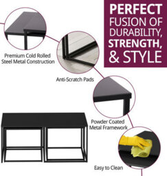 Hallowood Furniture Bewdley Metal Coffee Table With Nest Of Tables - thumbnail 2