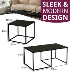 Hallowood Furniture Bewdley Metal Coffee Table With Nest Of Tables - thumbnail 3