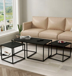 Hallowood Furniture Bewdley Metal Coffee Table With Nest Of Tables
