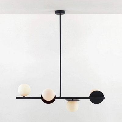 Houseof Frosted Glass Opal Ball Shade Disk Ceiling Light - Charcoal Grey Black - image 1
