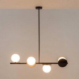 Houseof Frosted Glass Opal Ball Shade Disk Ceiling Light - Charcoal Grey Black - thumbnail 6
