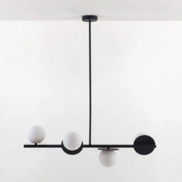 Houseof Frosted Glass Opal Ball Shade Disk Ceiling Light - Charcoal Grey Black - thumbnail 4