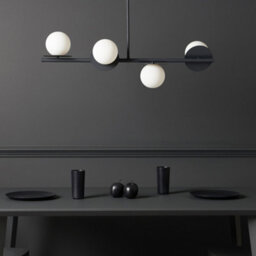 Houseof Frosted Glass Opal Ball Shade Disk Ceiling Light - Charcoal Grey Black - thumbnail 5