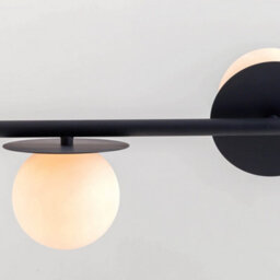 Houseof Frosted Glass Opal Ball Shade Disk Ceiling Light - Charcoal Grey Black - thumbnail 2