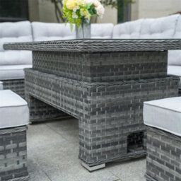 Abrihome Premium Aluminum Pe Rattan Sofa Set,  8-Seater With Lift Table, Rust-Proof & Weather-Resistant , Grey - thumbnail 3