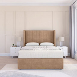 "Sloomy 4Ft6 Falcon Naples Sand Memory Foam Bed Set With No Drawers Mattress & 54"" Wingback Headboard - Double" - thumbnail 2