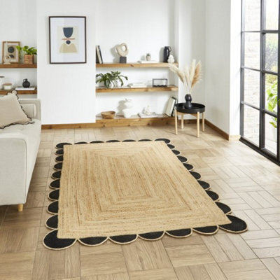 eXtreme Savannah Jute Scallop Black Natural Rug 160 X 230Cm - image 1