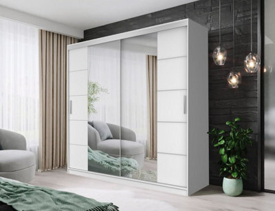 Fhif Dallas Tokyo 150Cm White Sliding Door Wardrobe Modern Bedroom Storage With Full Length Mirror Shelves And Hanging Rails - image 1