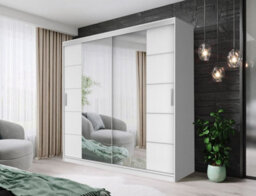 Fhif Dallas Tokyo 150Cm White Sliding Door Wardrobe Modern Bedroom Storage With Full Length Mirror Shelves And Hanging Rails - thumbnail 1