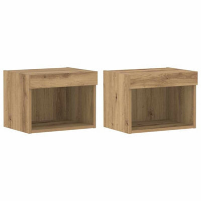 Berkfield Modern Wall Cabinets With Led Lights 2 Pcs Artisan Oak 40X30X30 Cm - image 1