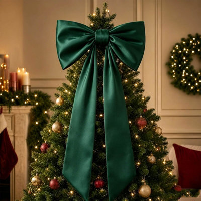 Amorly 48In Oversized Giant Green Bow, Gothic Hanging Decor For Halloween, Mantel, Entryway,wall,christmas Tree Topper & Party Decoration - image 1