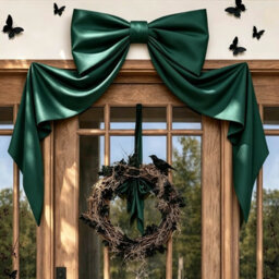 Amorly 48In Oversized Giant Green Bow, Gothic Hanging Decor For Halloween, Mantel, Entryway,wall,christmas Tree Topper & Party Decoration - thumbnail 3