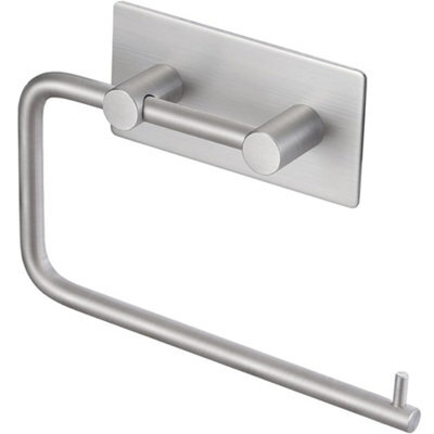 CLEFFNS Self Adhesive Toilet Paper Holder, Brushed Nickel 304 Stainless Steel, Rustproof, Fits Most Roll Sizes, Swing Arm, Open Sided - image 1